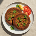 Chapli Kabab Peshawari overhead flat lay crispy beef patties